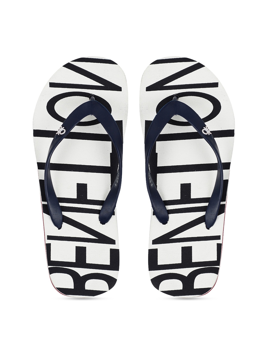 

United Colors of Benetton Men White & Black Printed Thong Flip-Flops