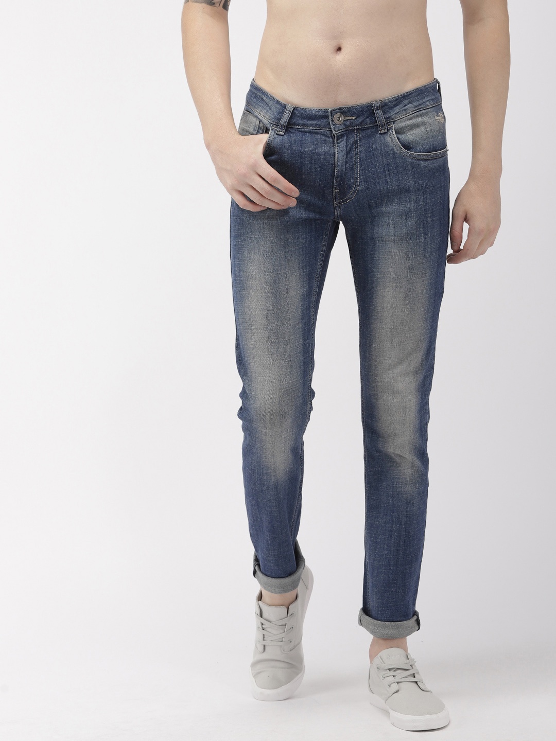 

Flying Machine Men Blue Michael Slim Tapered Fit Mid-Rise Clean Look Stretchable Jeans