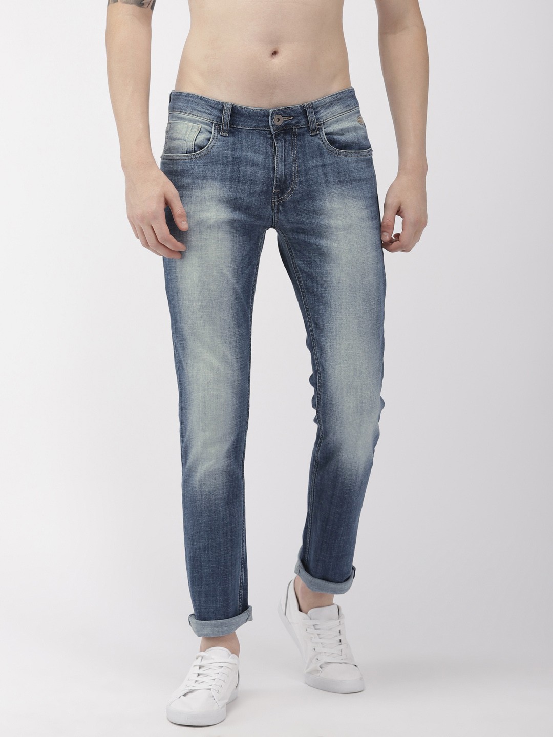 

Flying Machine Men Blue Tapered Fit Mid-Rise Clean Look Stretchable Jeans