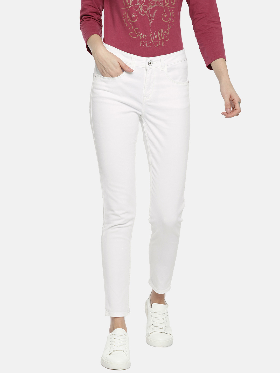 

U.S. Polo Assn. Women Women White Super Skinny Fit Mid-Rise Clean Look Stretchable Jeans