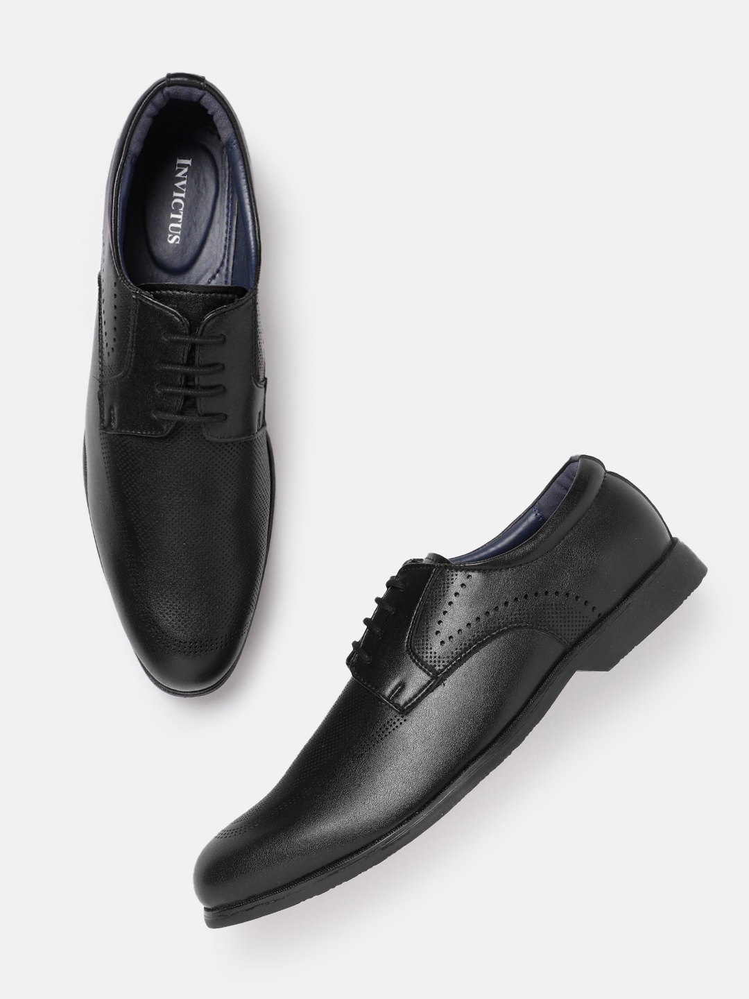 

INVICTUS Men Perforated Formal Derbys, Black
