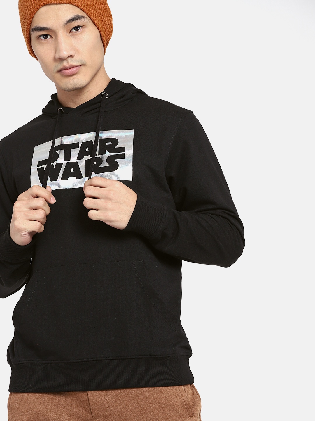 

Kook N Keech Star Wars Men Black & Silver Printed Hooded Sweatshirt
