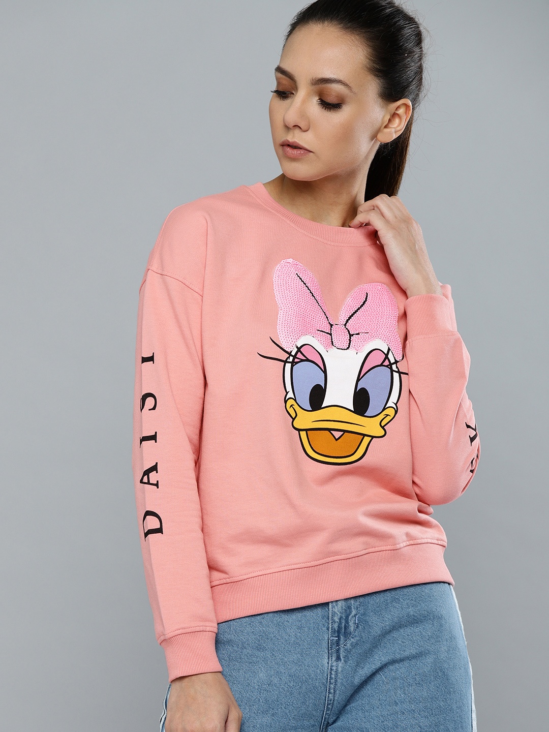 

Kook N Keech Disney Women Pink Daisy Duck Printed Sweatshirt