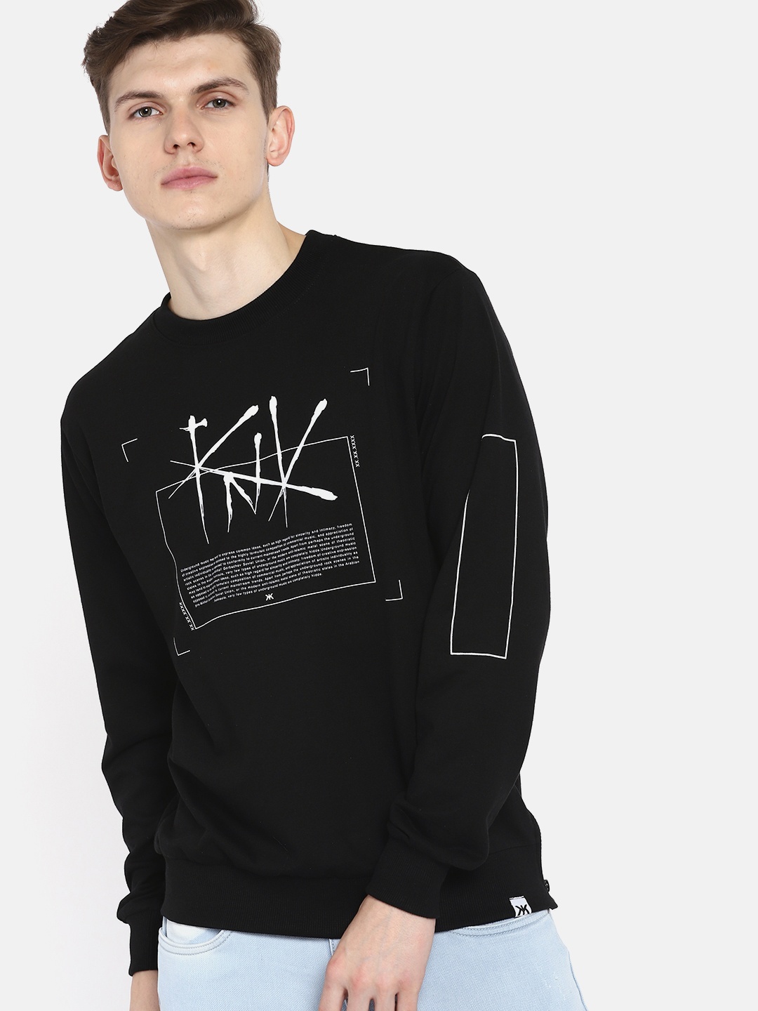 

Kook N Keech Men Black & White Printed Sweatshirt
