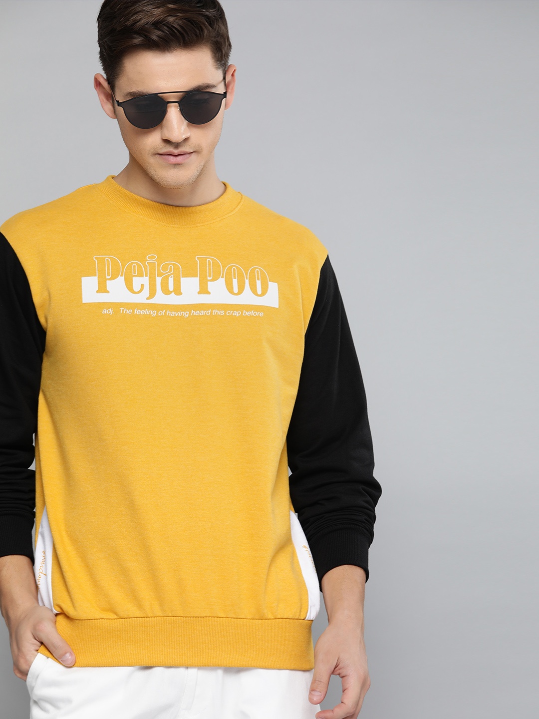 

Kook N Keech Men Mustard Yellow Printed Sweatshirt