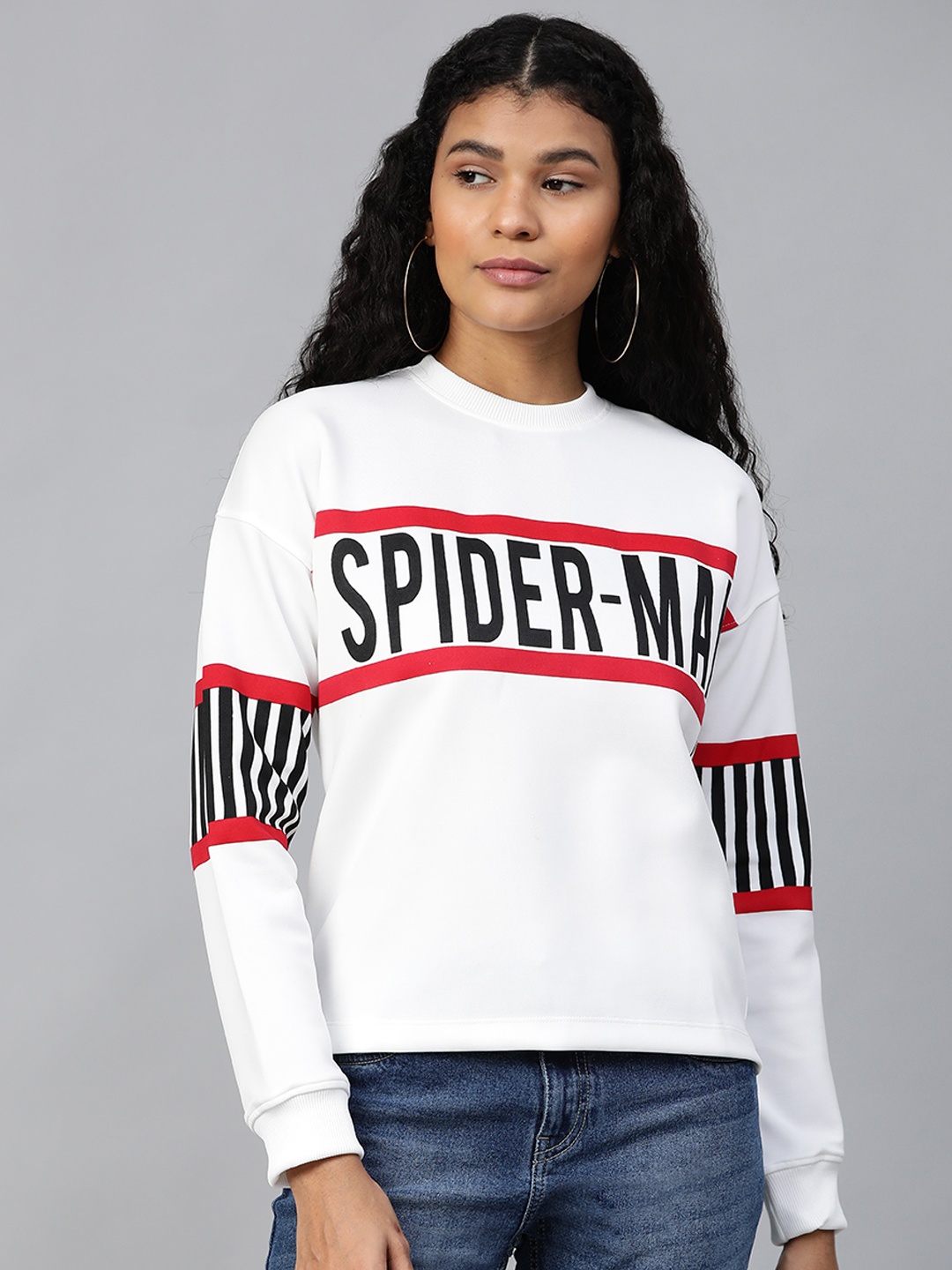 

Kook N Keech Marvel Women White & Black Spider-Man Print Sweatshirt