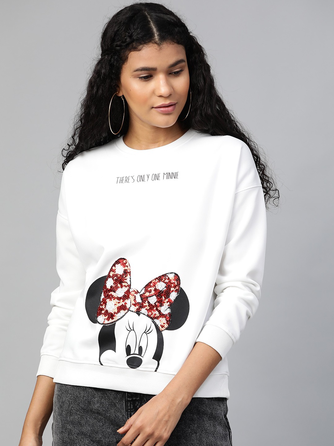 

Kook N Keech Disney Women White & Black Mini Mouse Printed Sweatshirt
