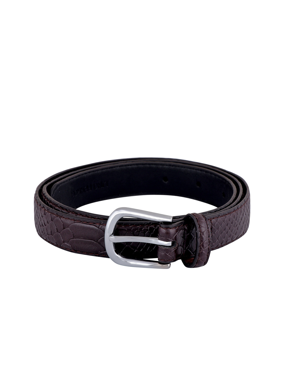 

Lino Perros Women Coffee Brown Croc Textured Slim Belt