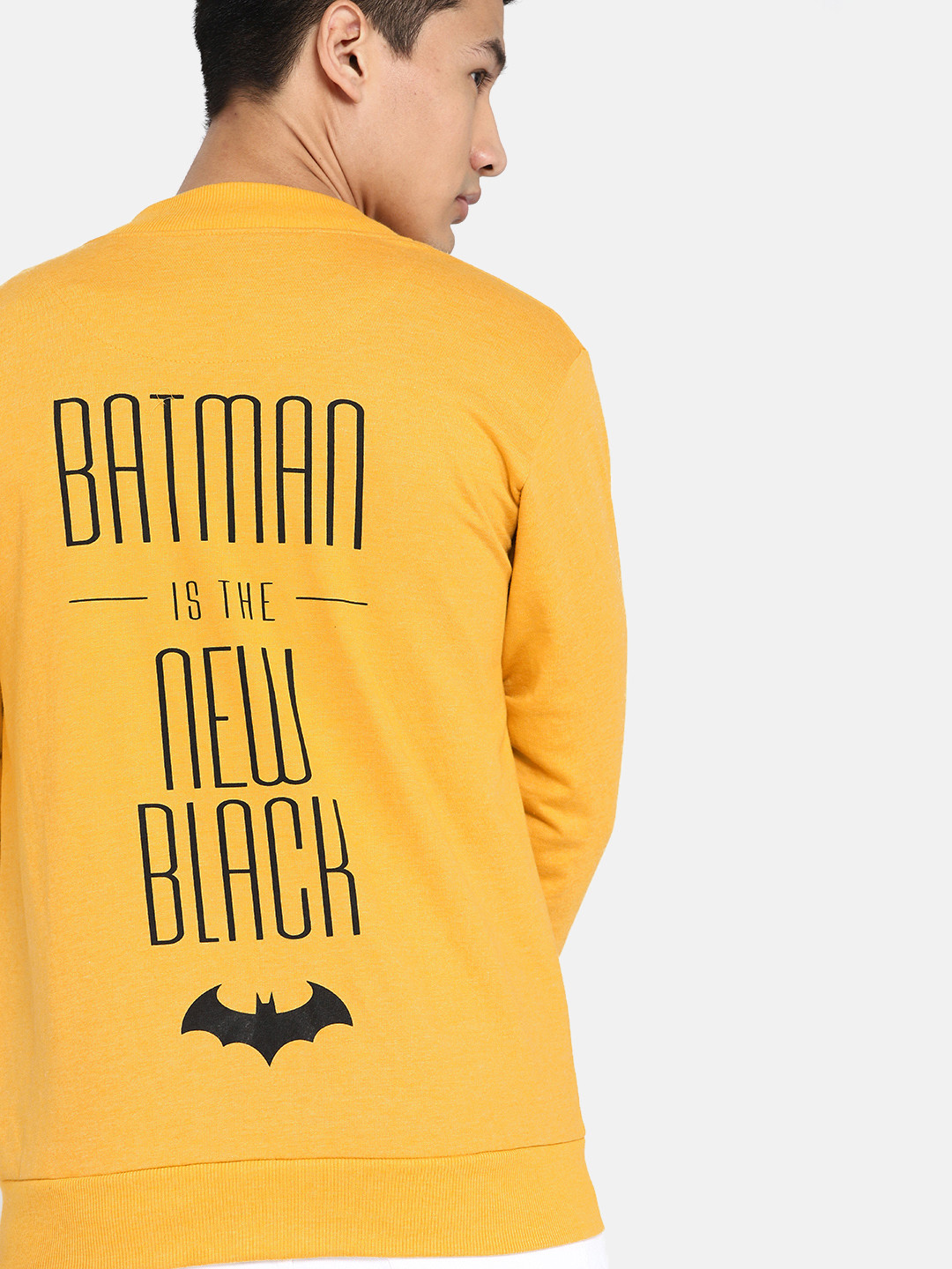 

Kook N Keech Batman Men Mustard Yellow Back Print Sweatshirt