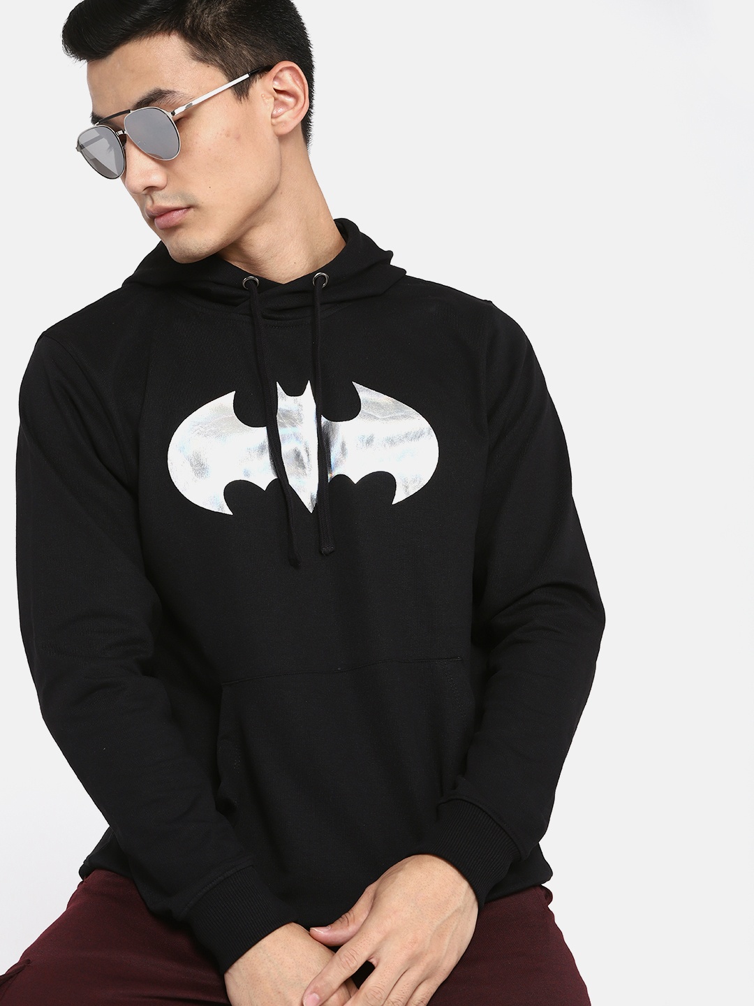 

Kook N Keech Batman Men Black Printed Hooded Sweatshirt