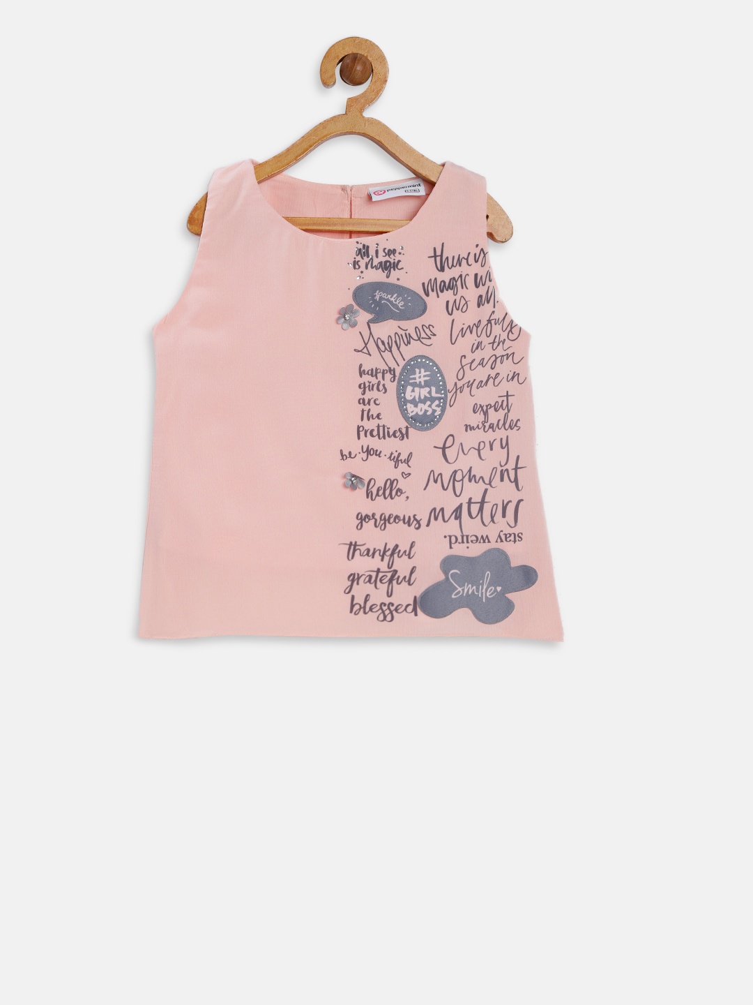 

Peppermint Girls Pink Printed Top