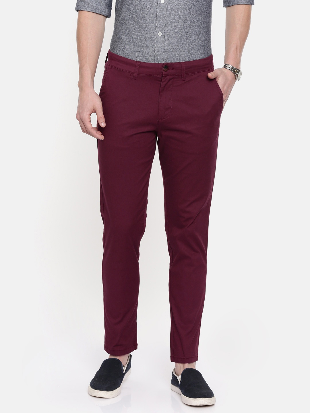 

SELECTED Men Burgundy Slim Fit Solid Chinos