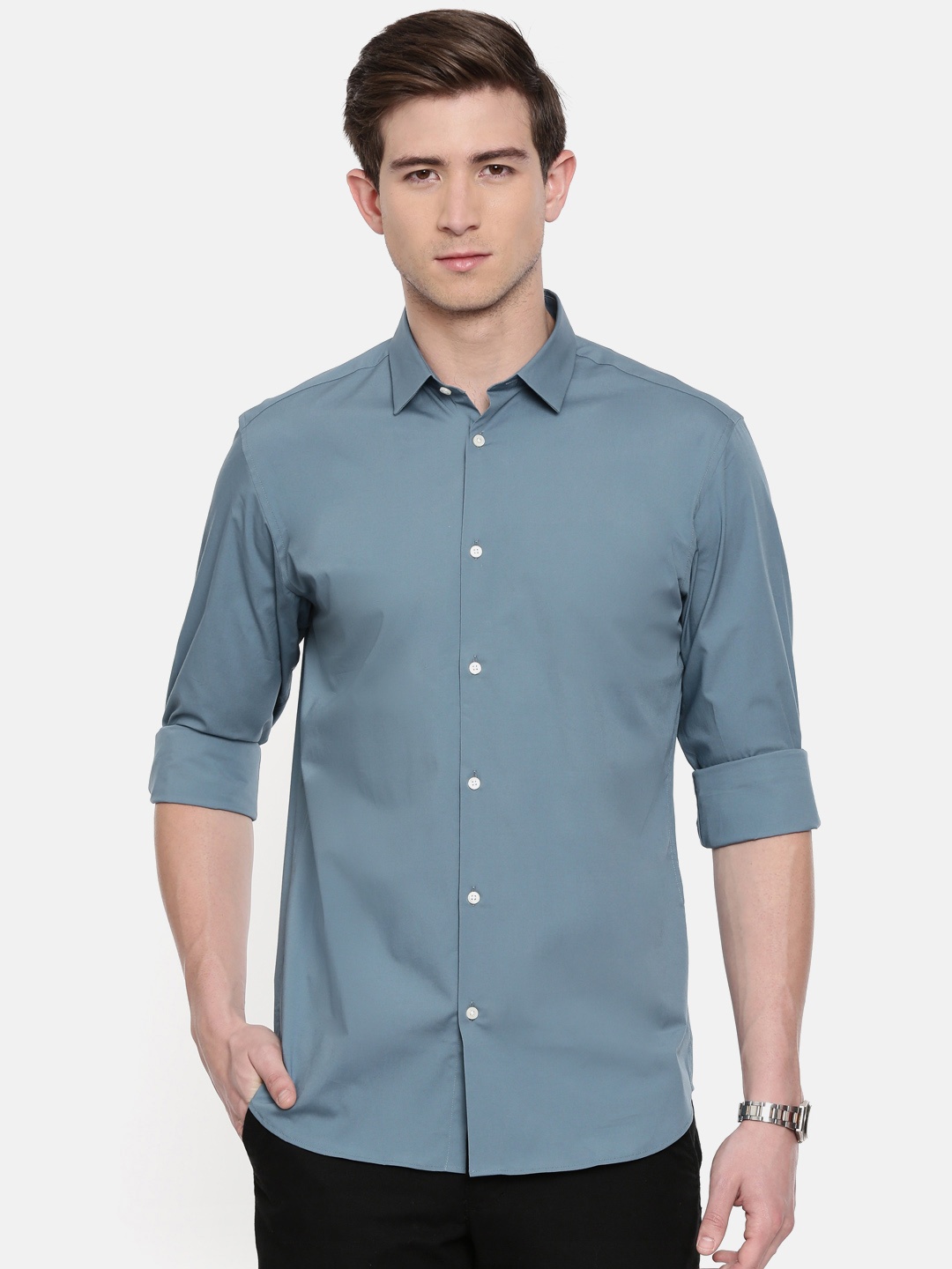 

SELECTED Men Blue Slim Fit Solid Casual Shirt