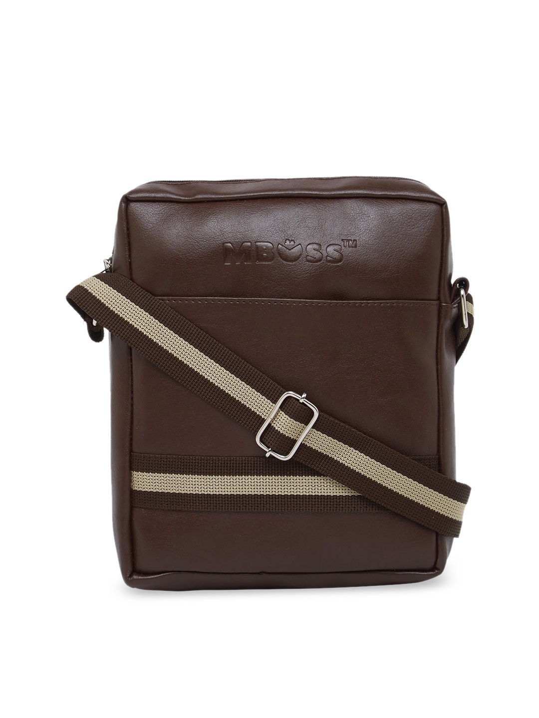 

MBOSS Unisex Brown Striped Messenger Bag