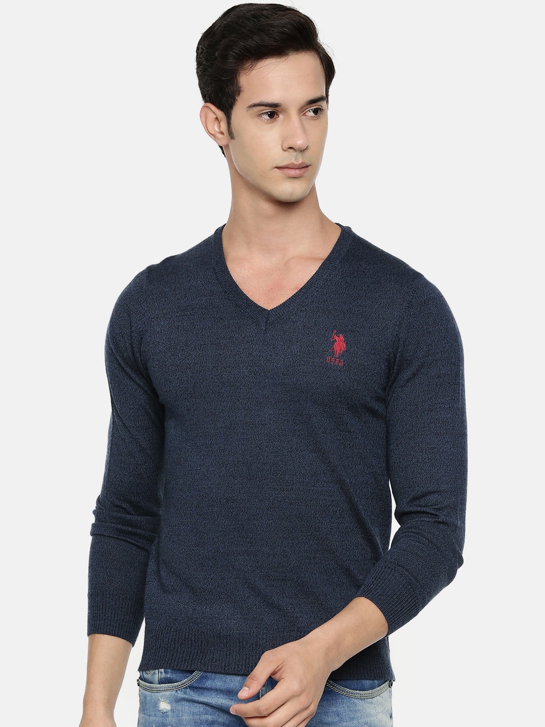 

U.S. Polo Assn. Men Navy Blue Solid Sweater