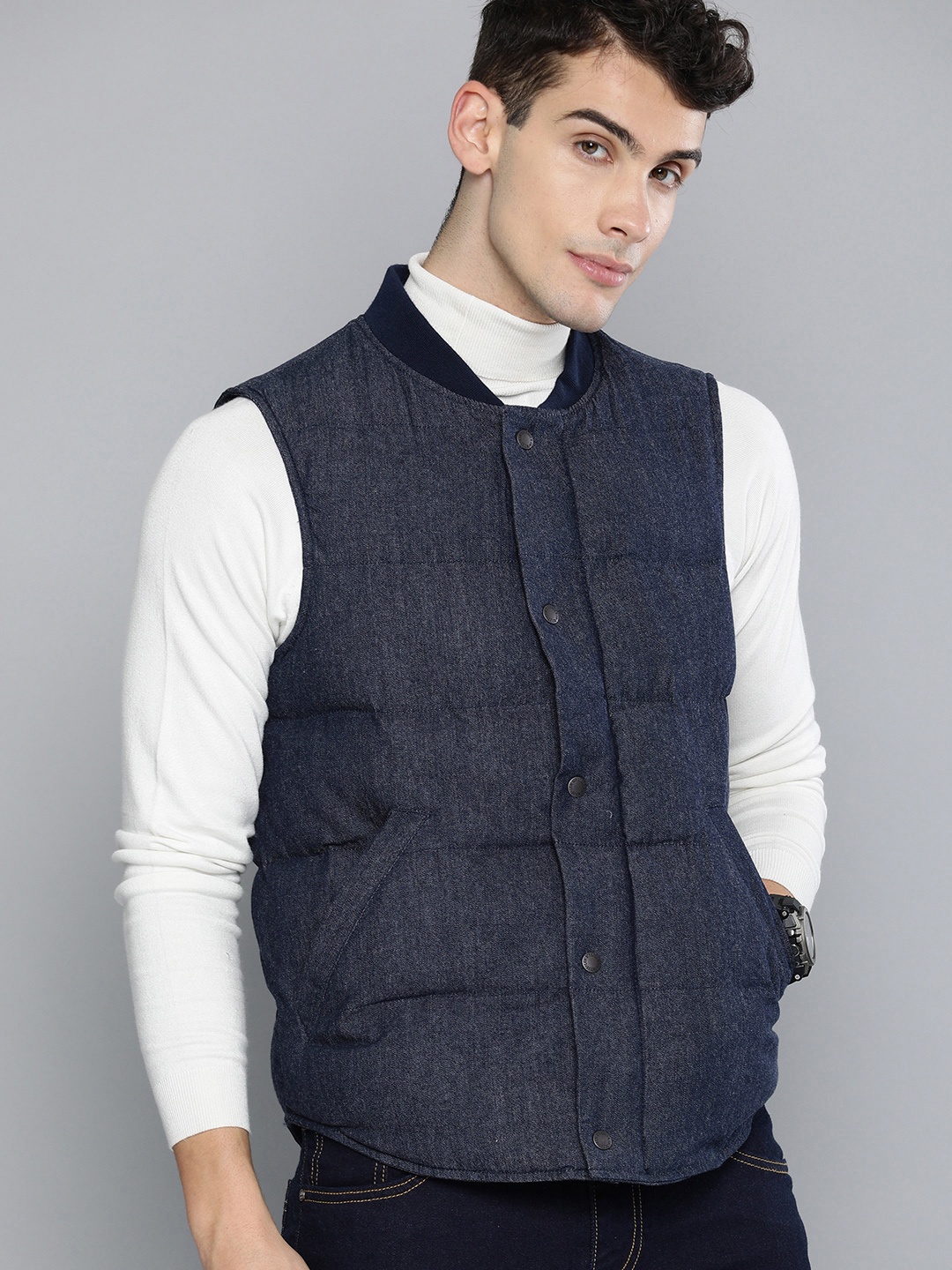 

Levis Men Navy Blue Solid Puffer Jacket