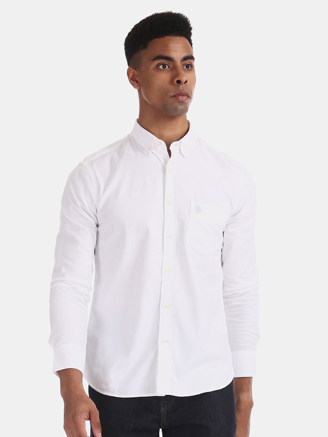 

U.S. Polo Assn. Men White Regular Fit Solid Casual Shirt