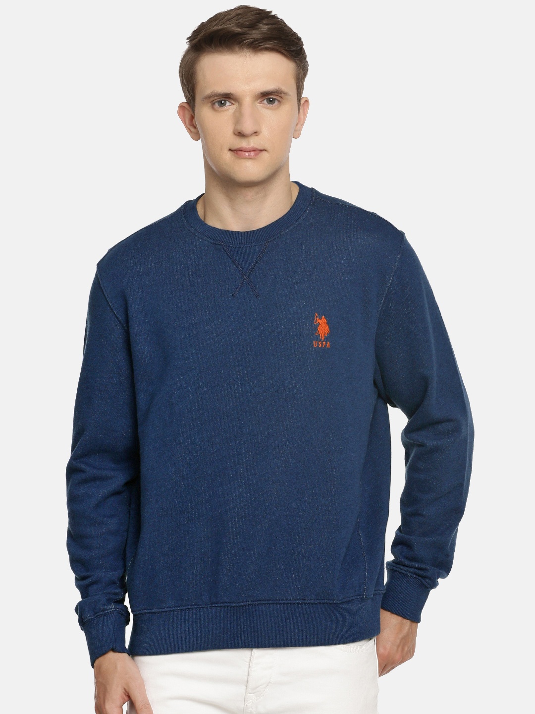 

U.S. Polo Assn. Men Navy Blue Solid Sweatshirt