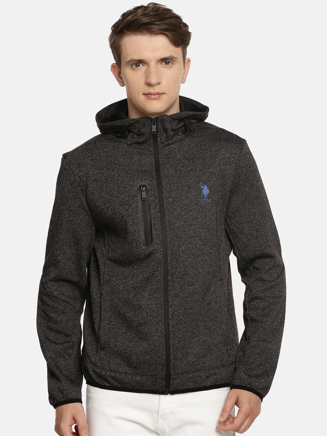 

U.S. Polo Assn. Men Charcoal Grey Solid Sweatshirt