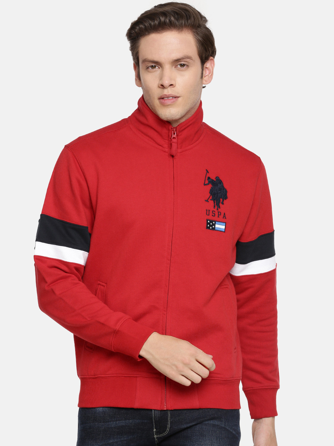 

U.S. Polo Assn. Men Red Solid Embroidered Sweatshirt