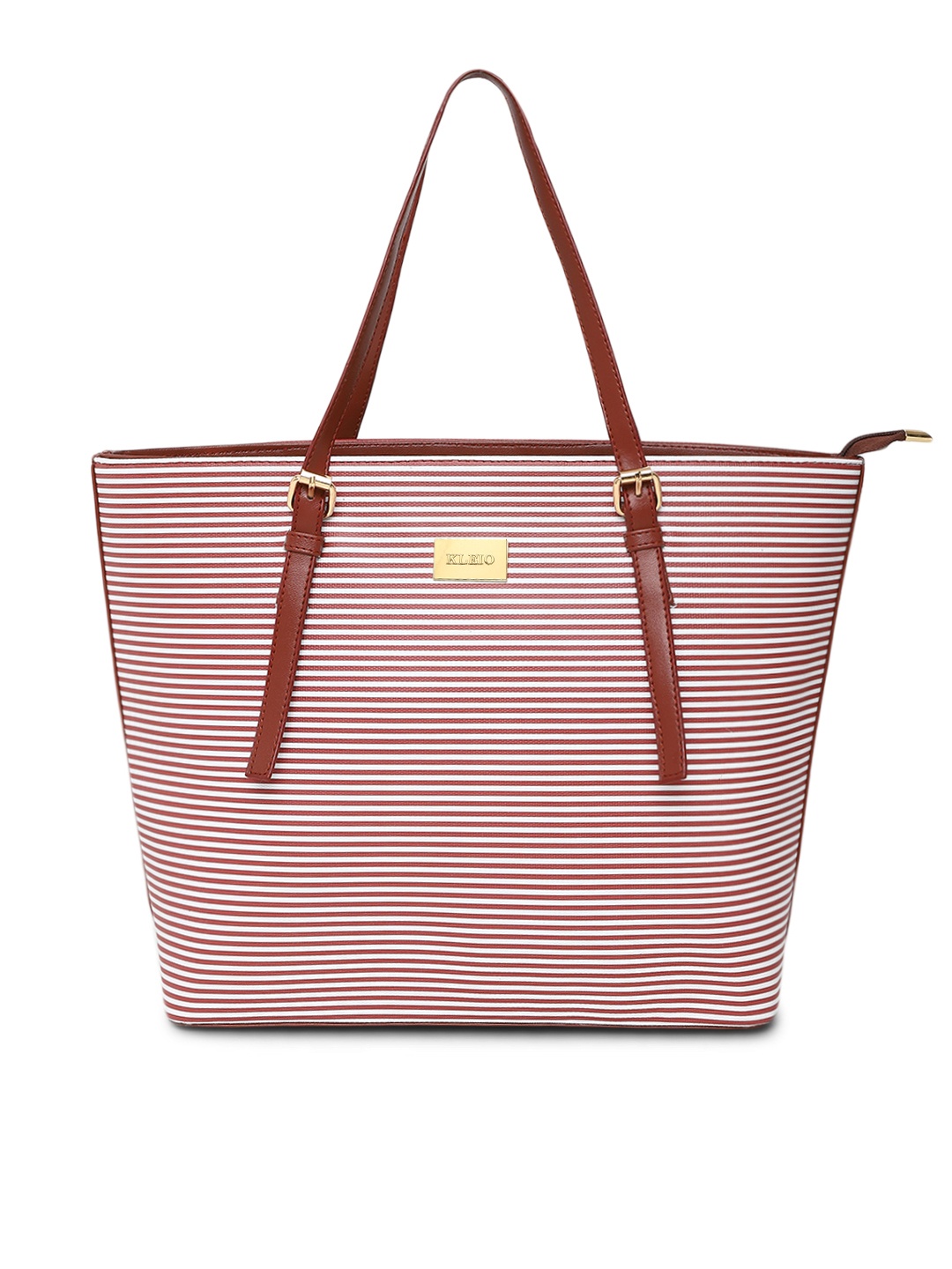 

KLEIO Striped Vegan Tote Bag, Brown