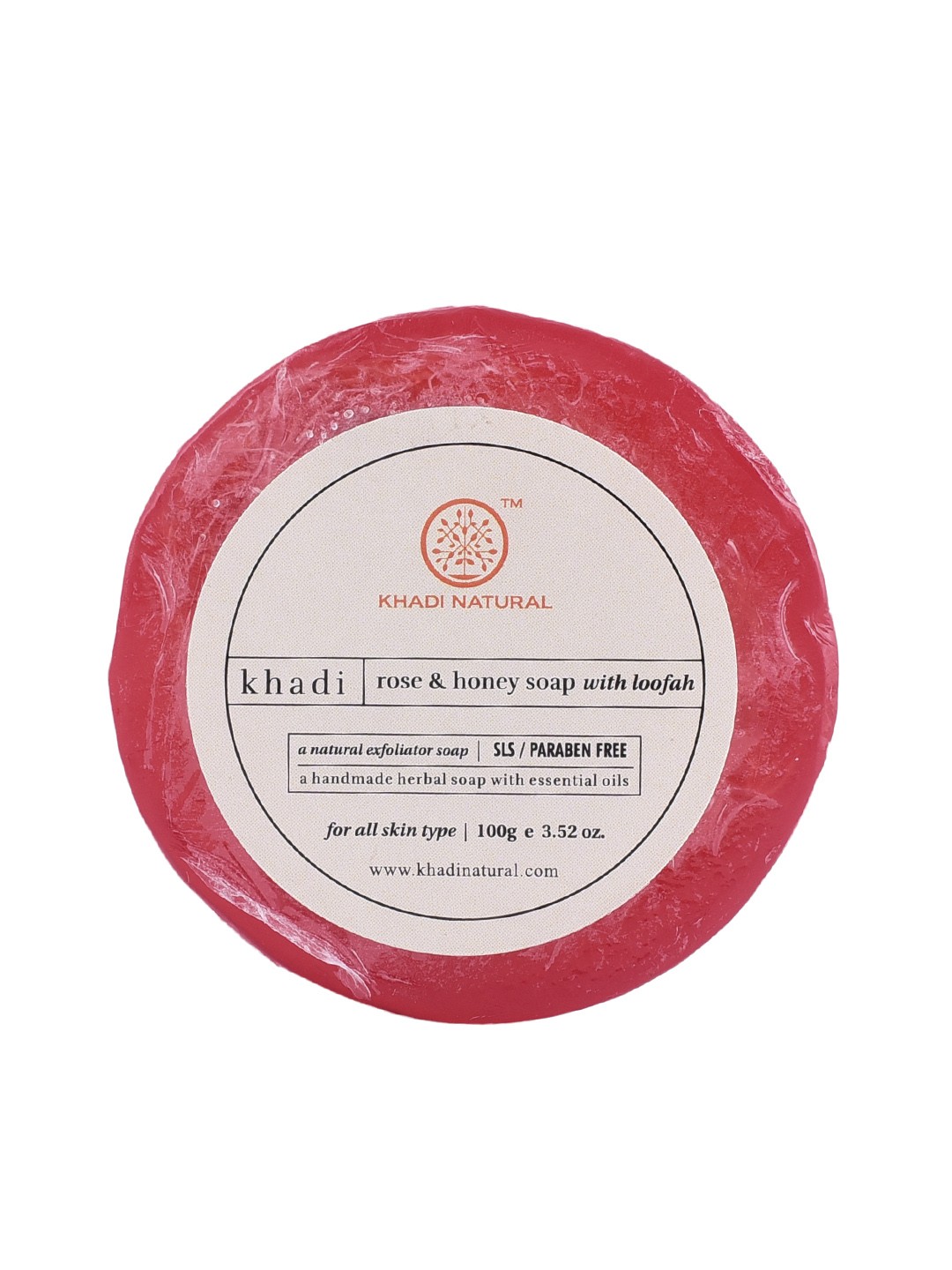

Khadi Natural Unisex Rose & Honey Loofah Soap 100 g, Red