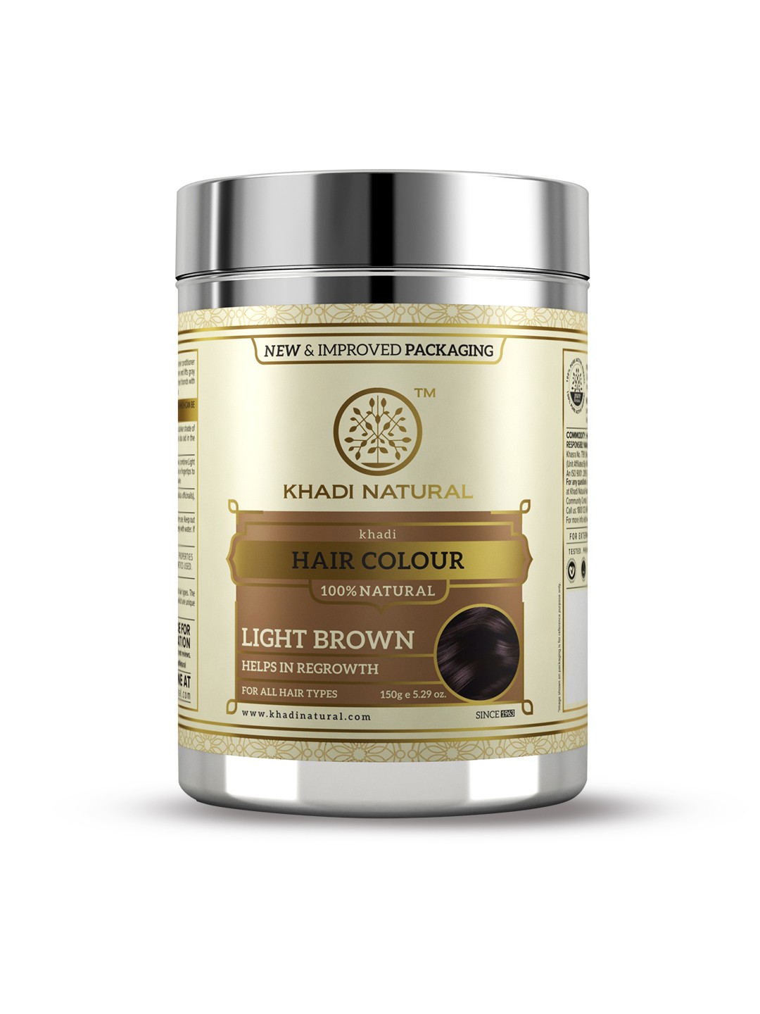 

Khadi Natural Unisex Light Brown Herbal Sustainable Hair Colour 150 g, Silver
