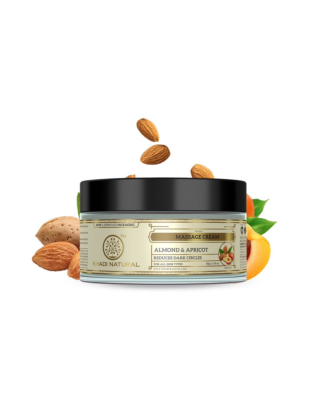 

Khadi Natural Almond & Apricot Massage Cream To Reduce Dark Circles - 50g, Beige