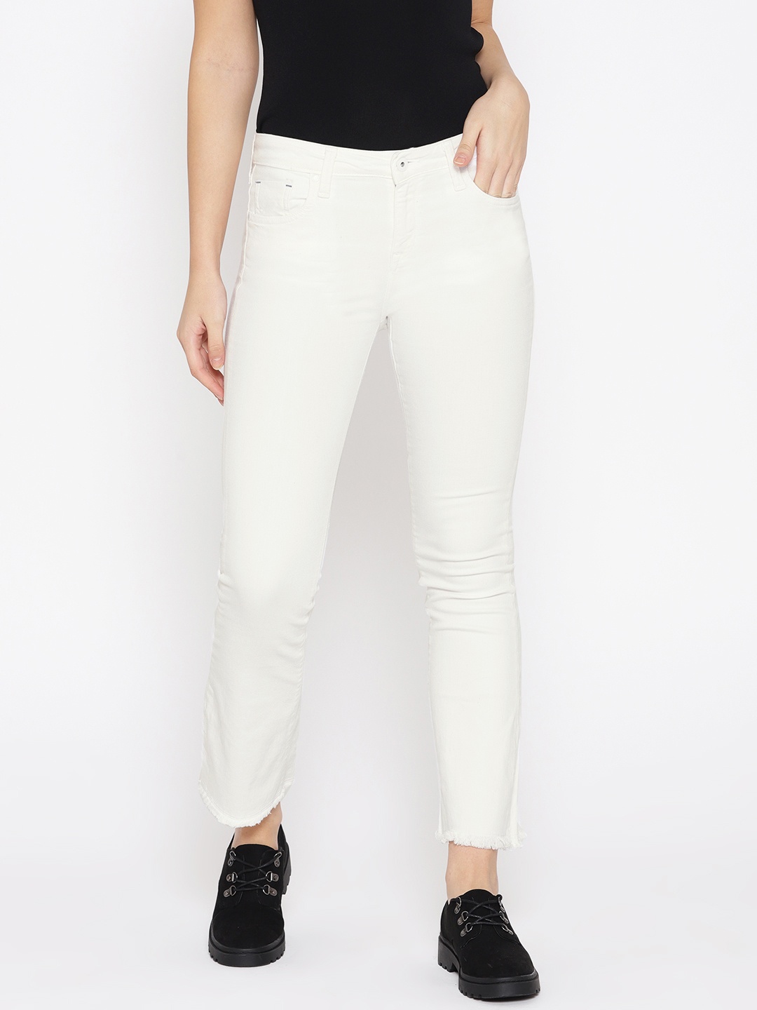 

Pepe Jeans Women White Bootcut High-Rise Clean Look Stretchable Jeans