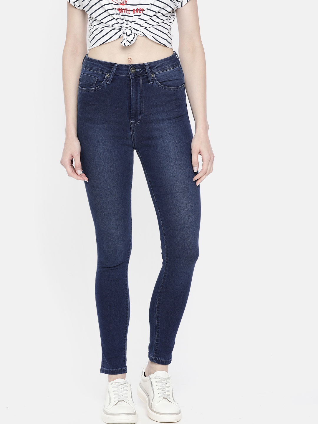 

Pepe Jeans Women Blue Jullisa Dion Skinny Fit High-Rise Clean Look Cropped Jeans