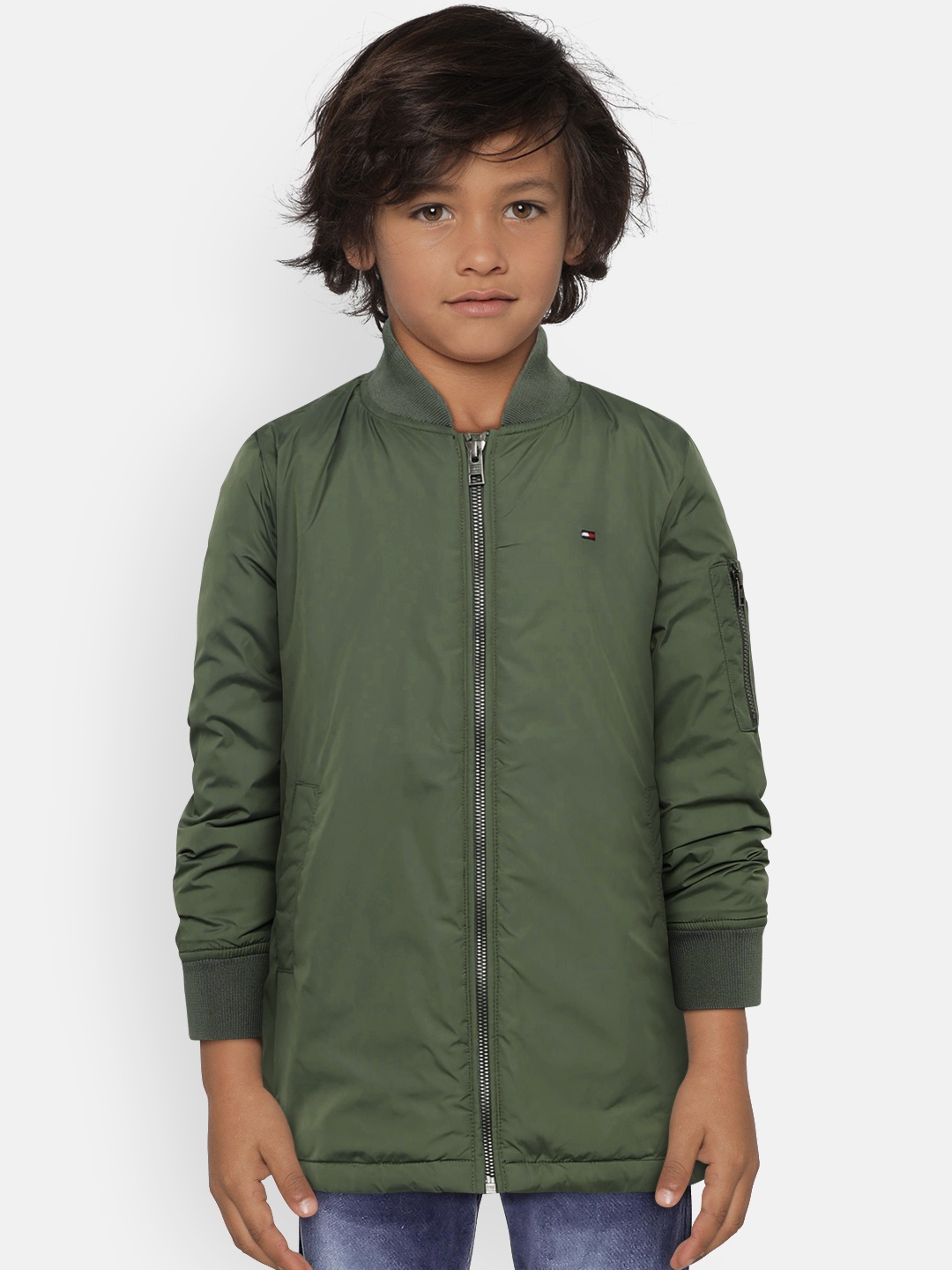 

Tommy Hilfiger Boys Olive Green Solid AK Flight Jacket