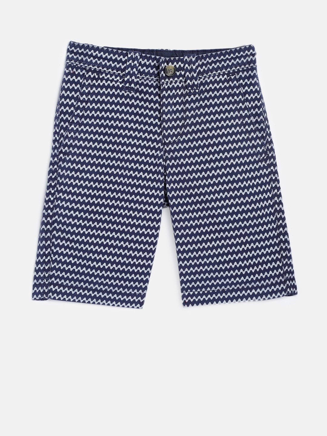 

Tommy Hilfiger Boys Blue & White Printed Regular Fit Shorts