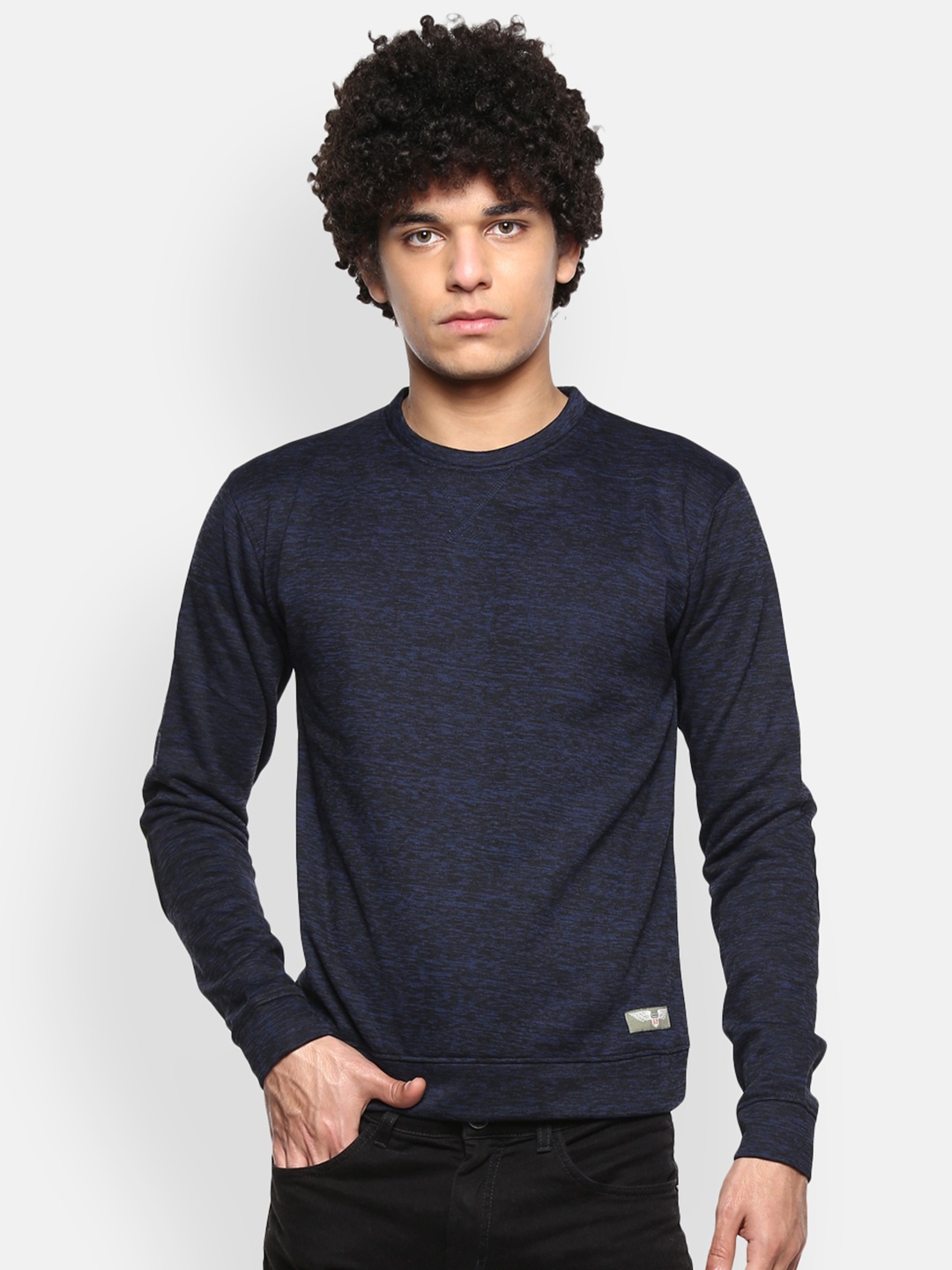 

American Crew Men Navy Blue Printed Sweatshirt