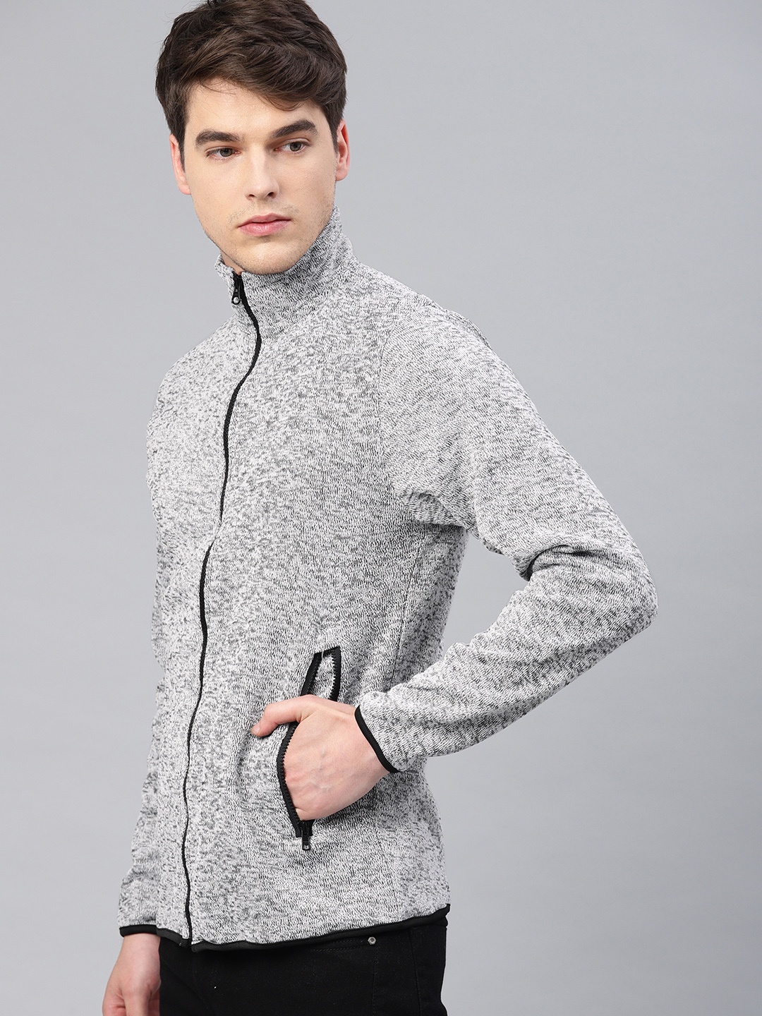 

American Crew Men Grey Melange Solid Sweatshirt