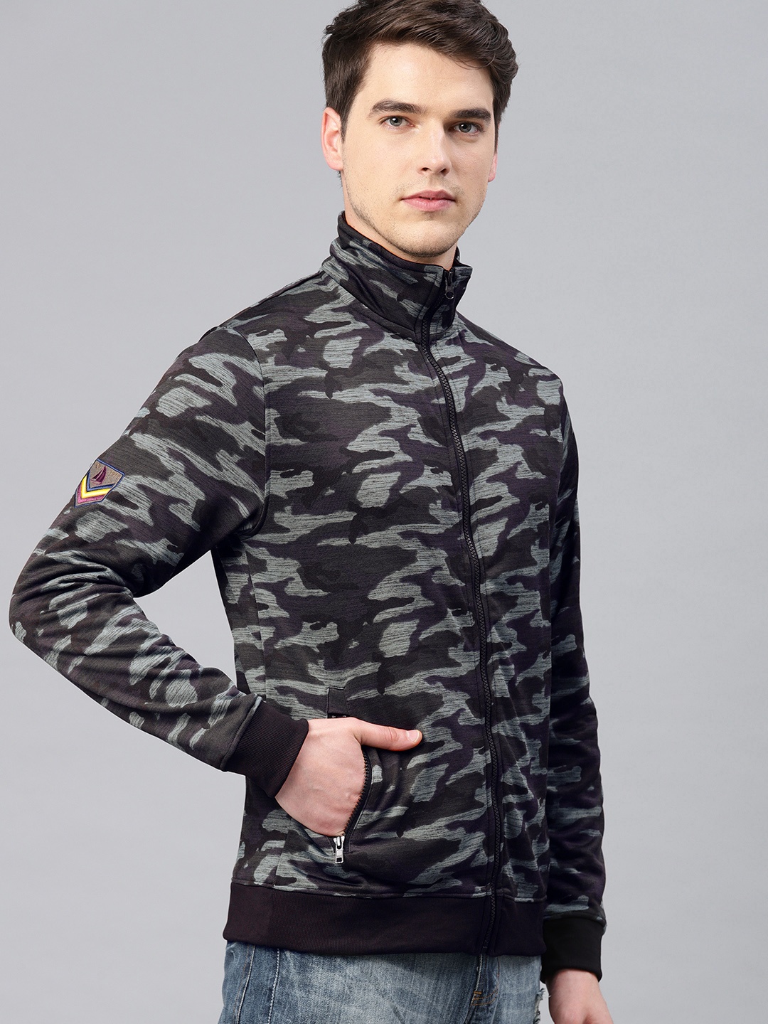 

American Crew Men Black & Grey Printed Tailored Jacket, Multi