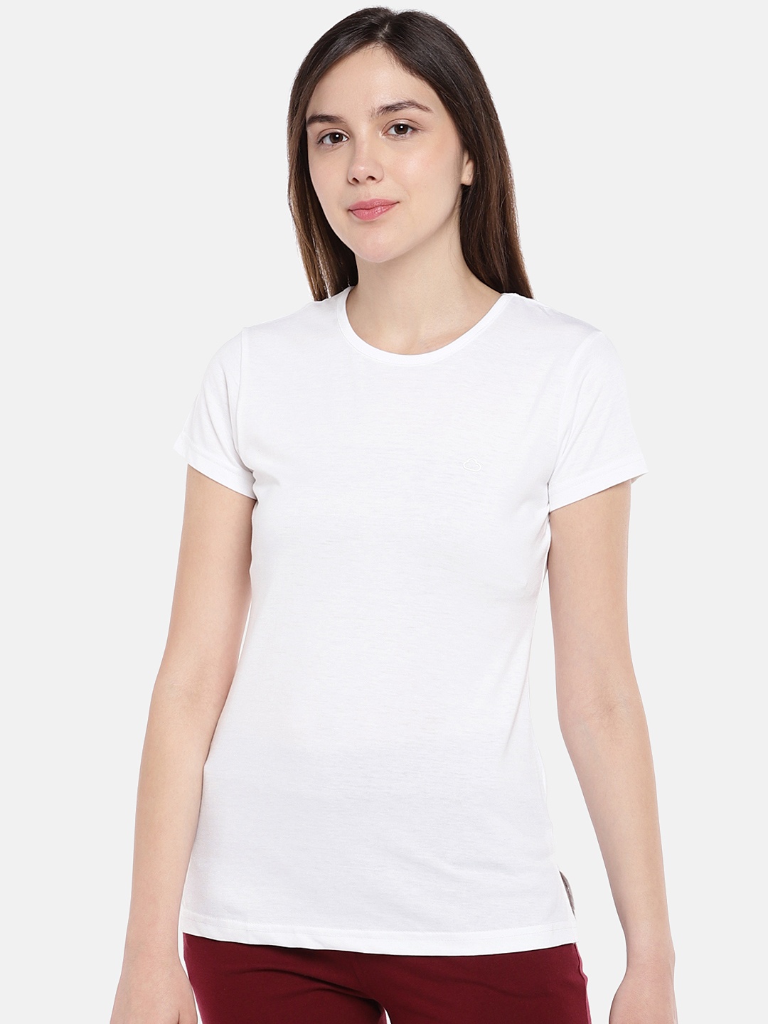 

Sweet Dreams Women White Solid Lounge T-Shirt F-LLT-016A