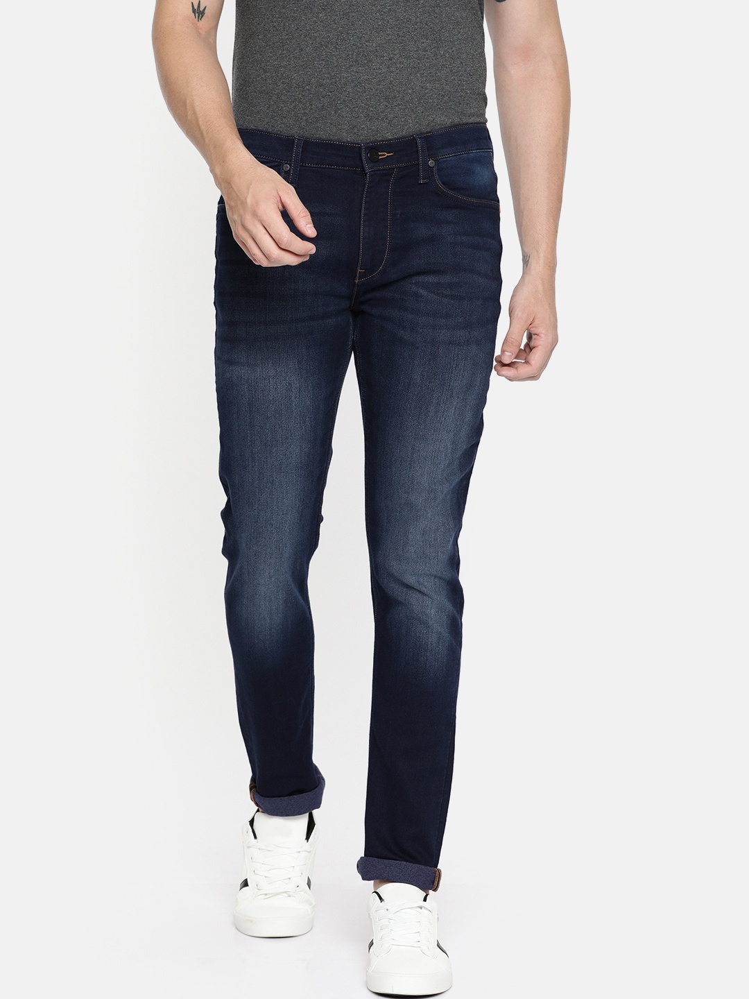 

Lee Men Blue Bruce Skinny Fit Mid-Rise Clean Look Jeans