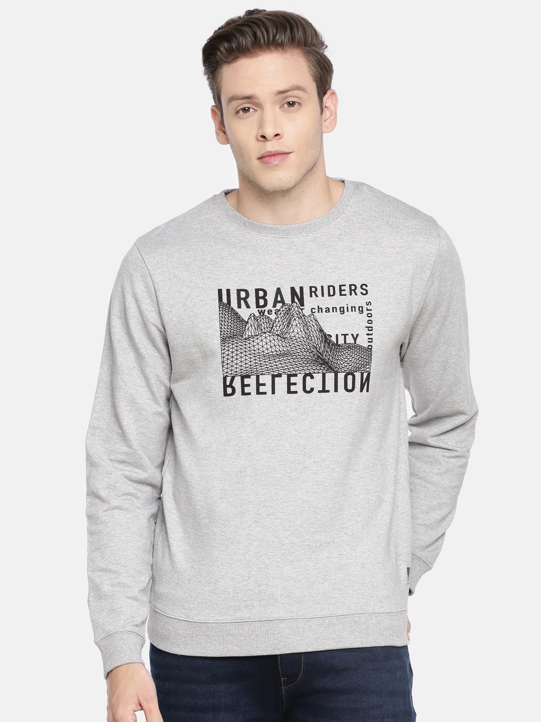 

Lee Men Grey Melange Printed Sweatshirt