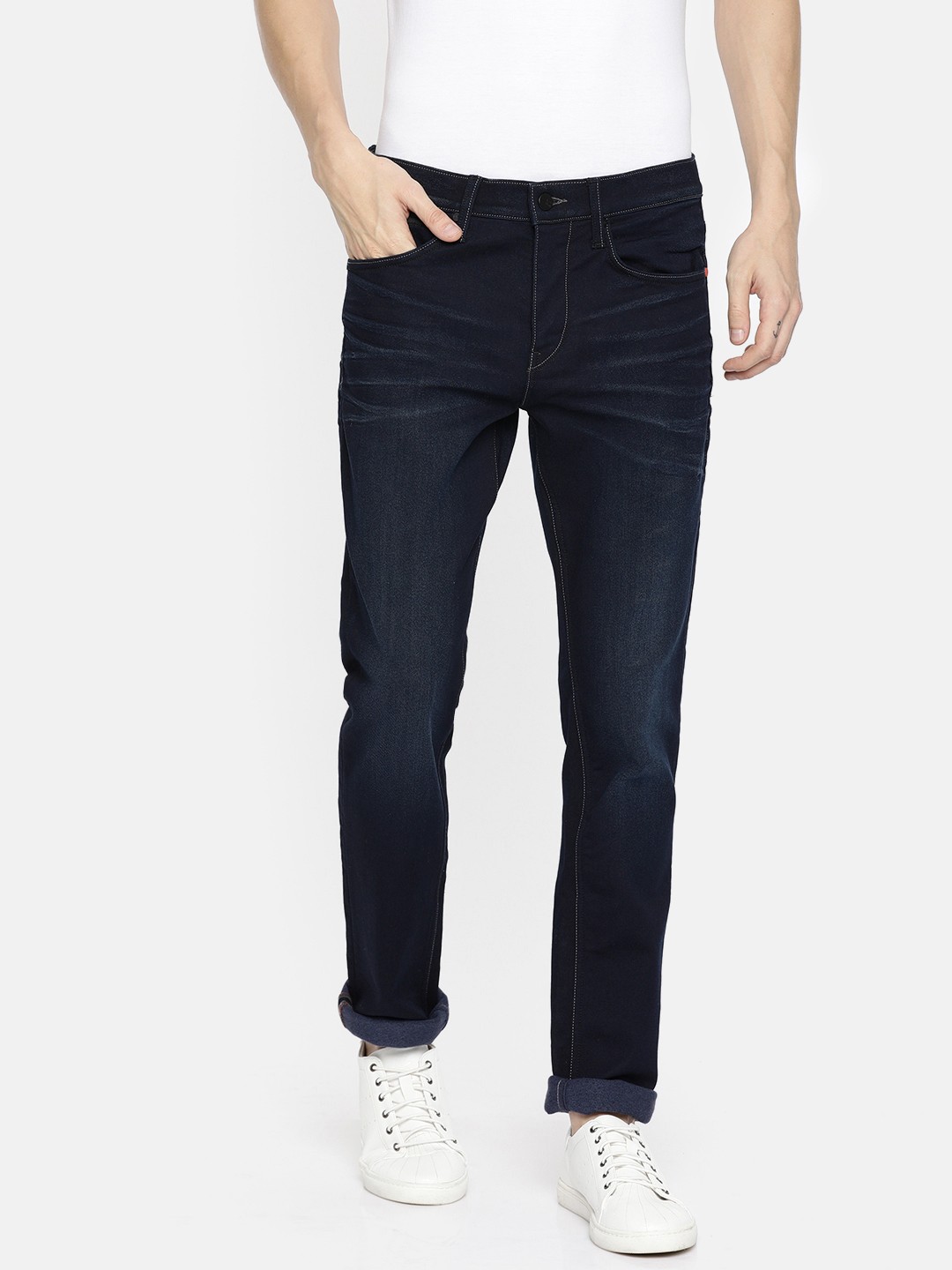 

Lee Men Blue Travis Slim Fit Mid-Rise Clean Look Jeans