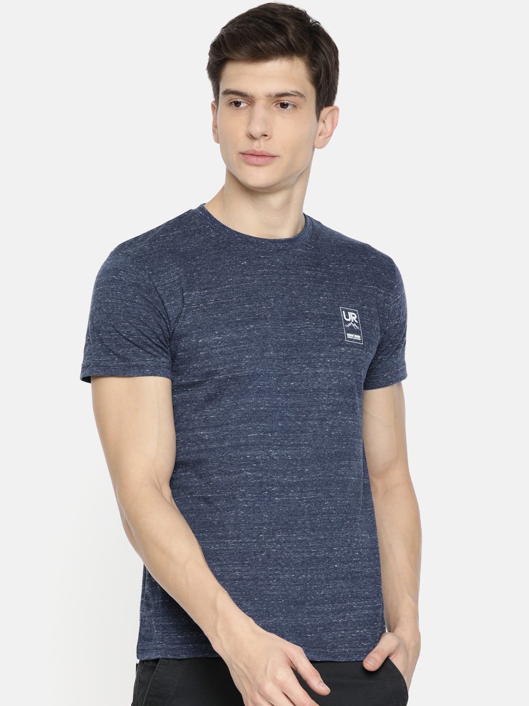 

Lee Men Navy Blue Melange Solid Round Neck T-shirt