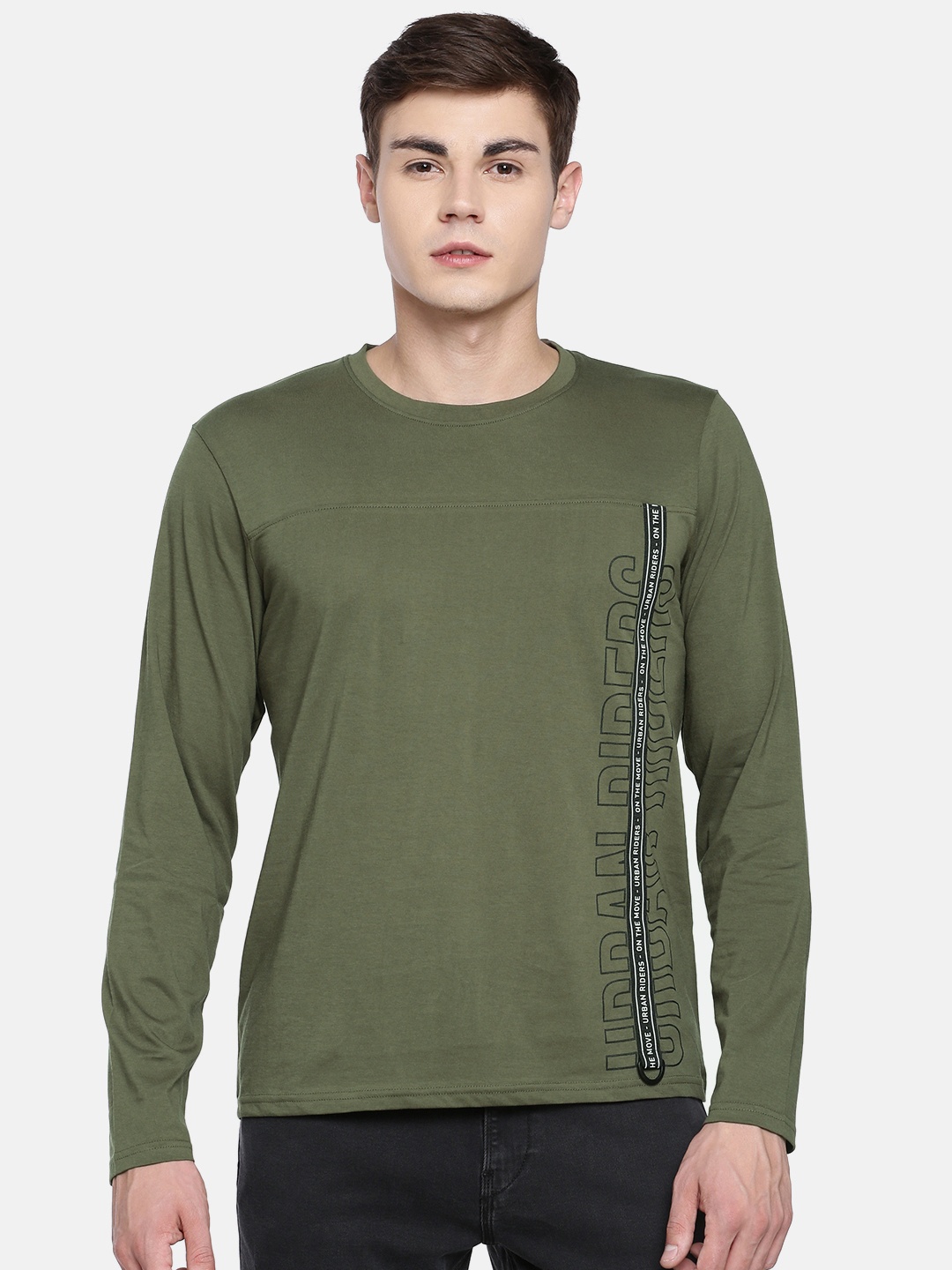 

Lee Men Olive Green Printed Round Neck T-shirt