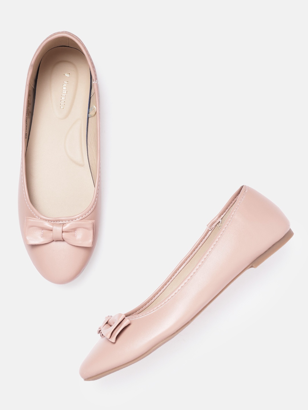 

Van Heusen Woman Women Peach-Coloured Solid Ballerinas with Bow Detail