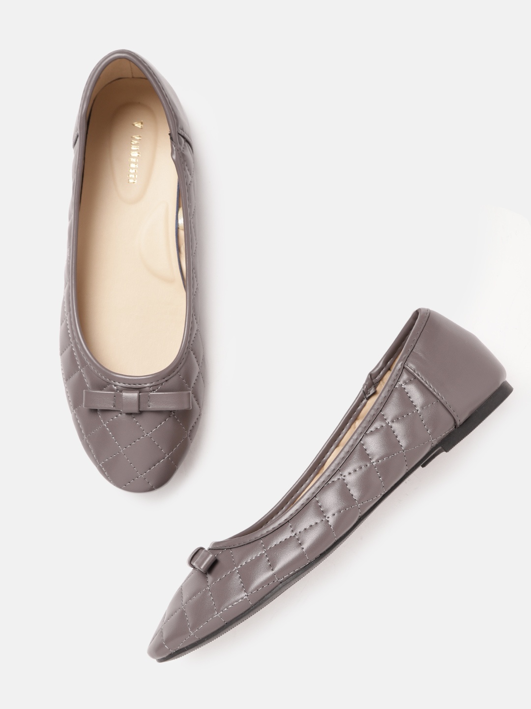 

Van Heusen Woman Women Charcoal Grey Quilted Ballerinas with Bows Detail