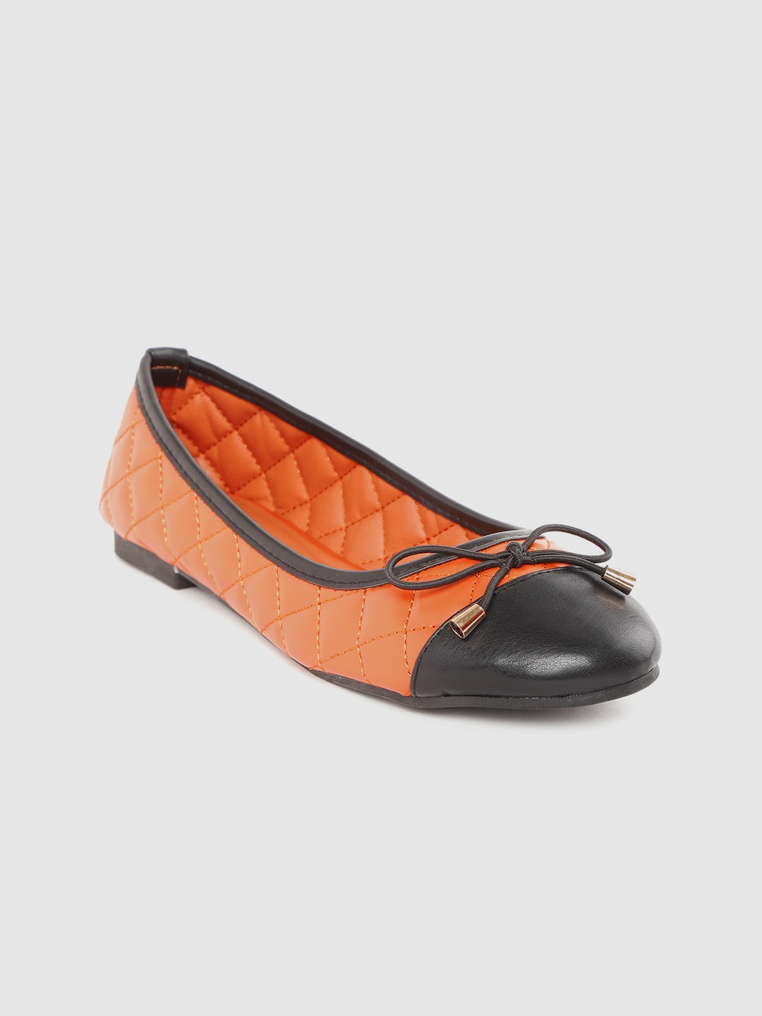 

Van Heusen Woman Women Orange & Black Colourblocked Quilted Ballerinas