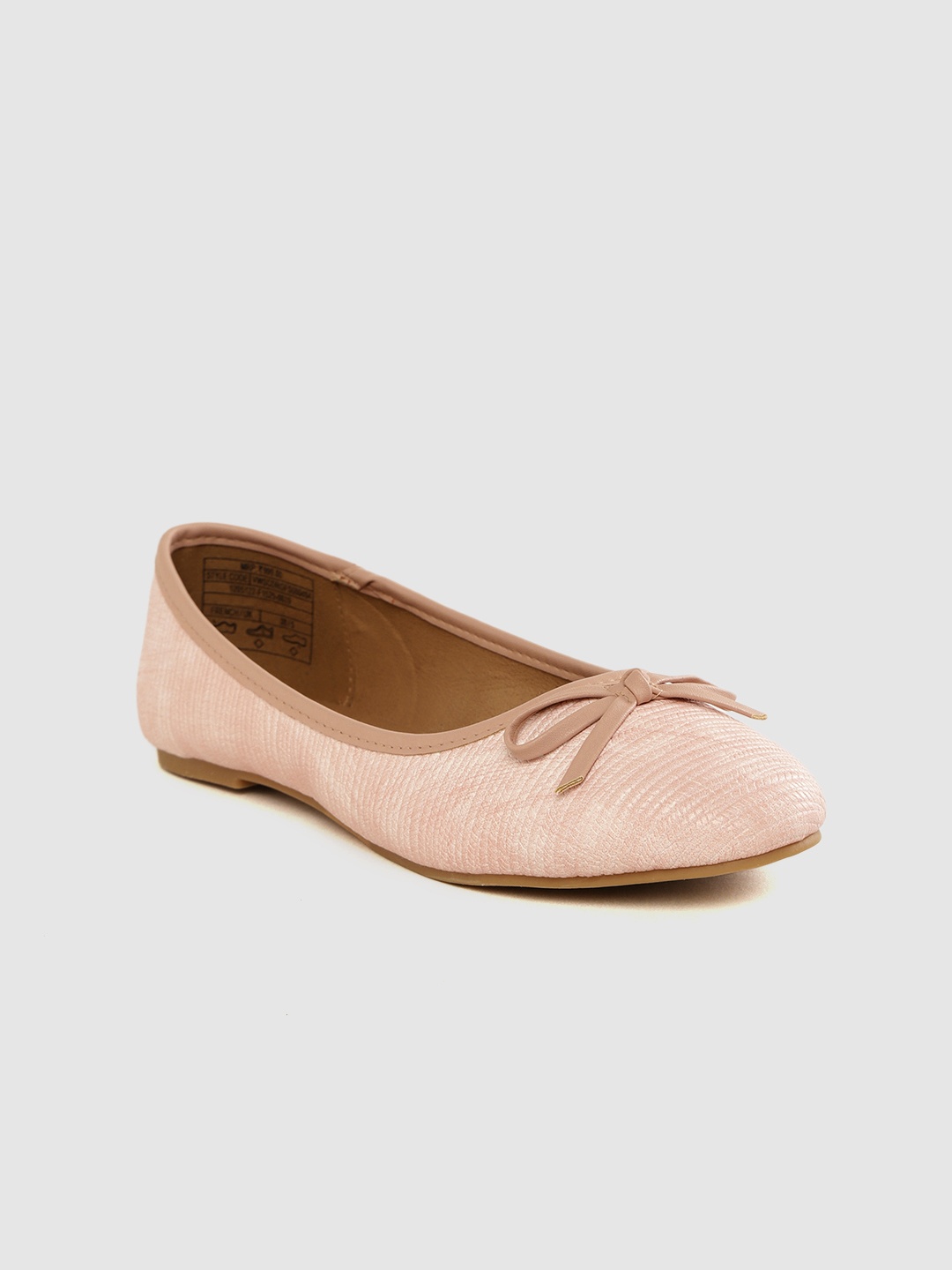 

Van Heusen Woman Peach-Coloured Textured Ballerinas