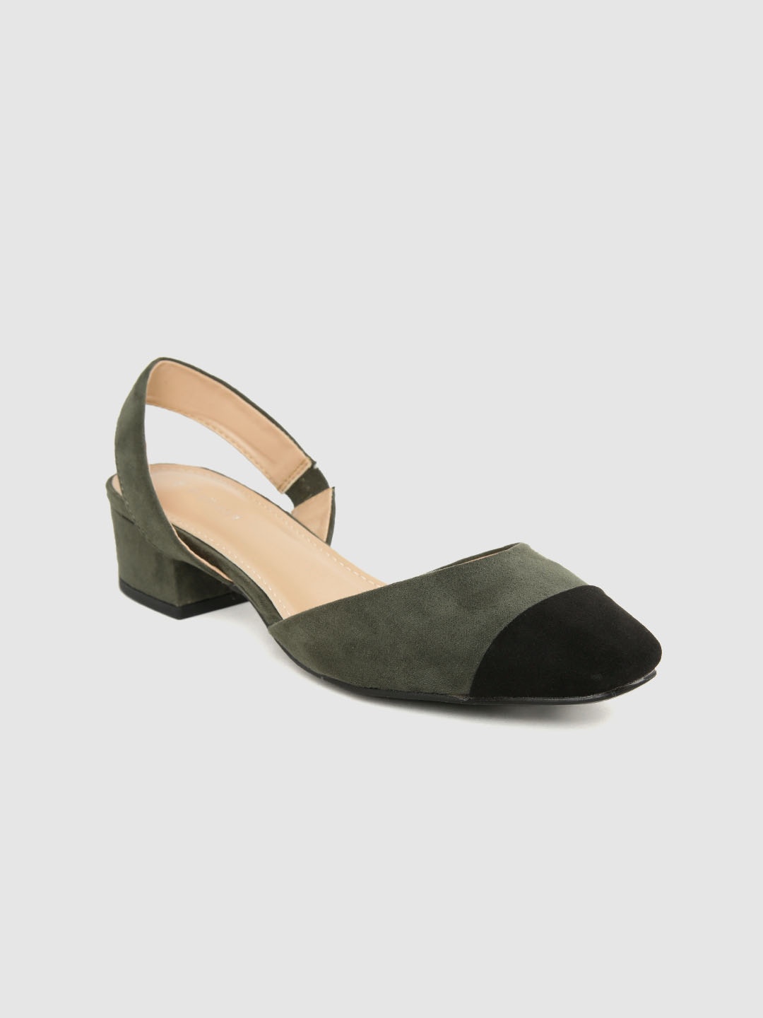 

Van Heusen Woman Women Olive Green & Black Colourblocked Heels