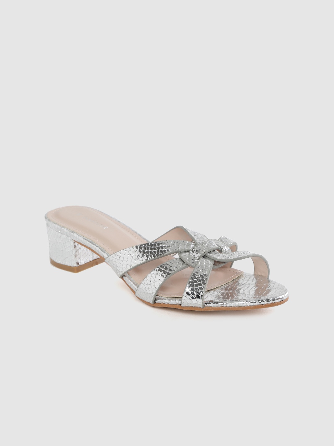 

Van Heusen Woman Women Silver-Toned Snakeskin Textured Heels