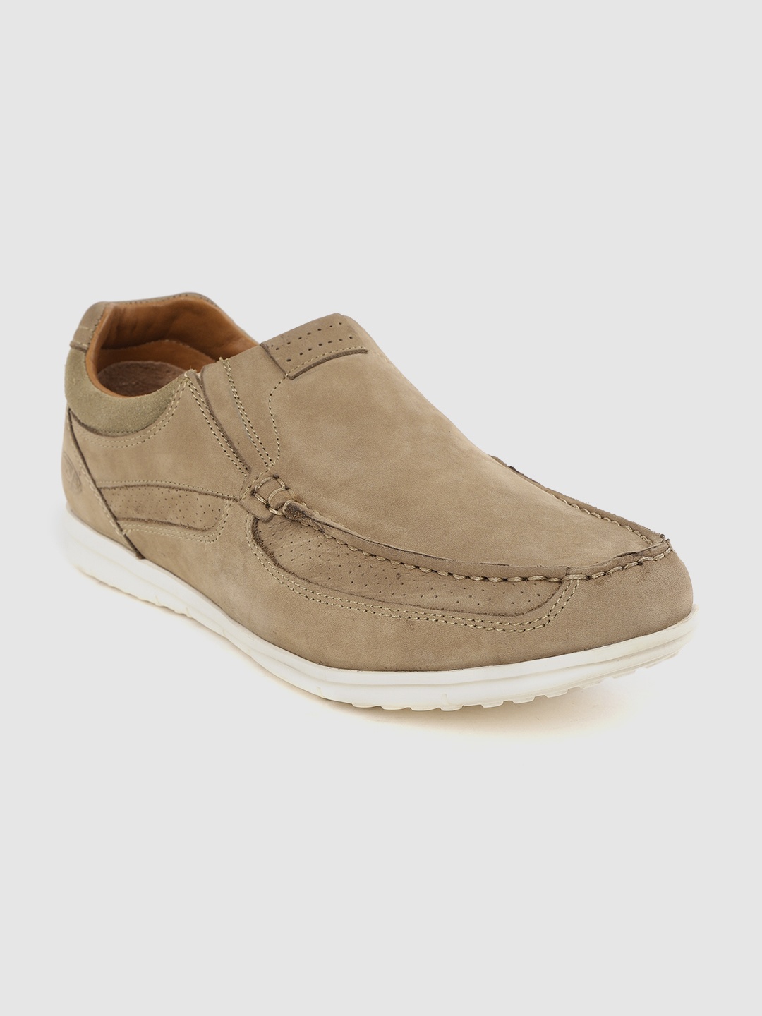 

Woodland Men Khaki Solid Nubuck Slip-On Sneakers