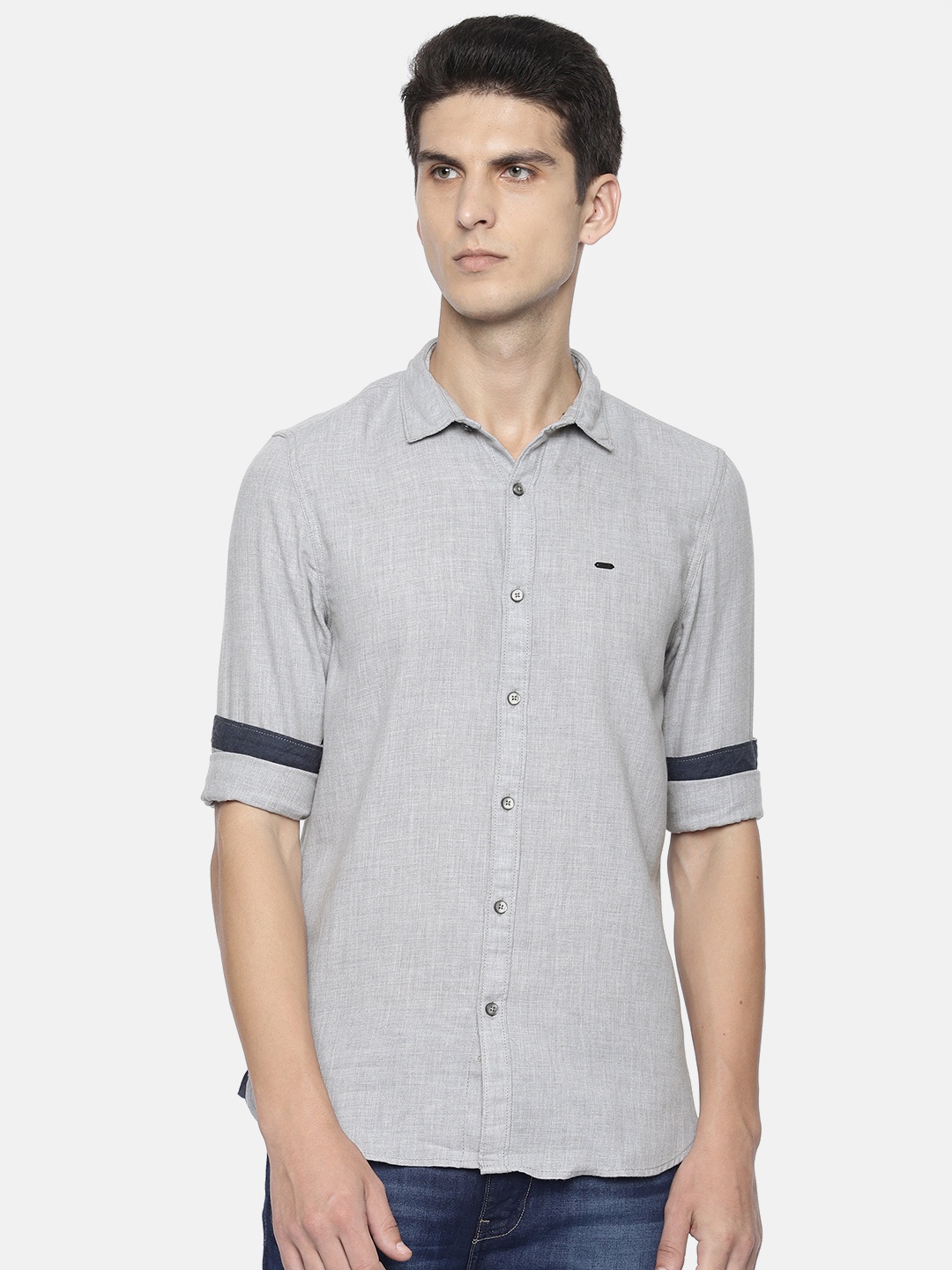 

Lee Men Grey Super Slim Fit Solid Casual Shirt