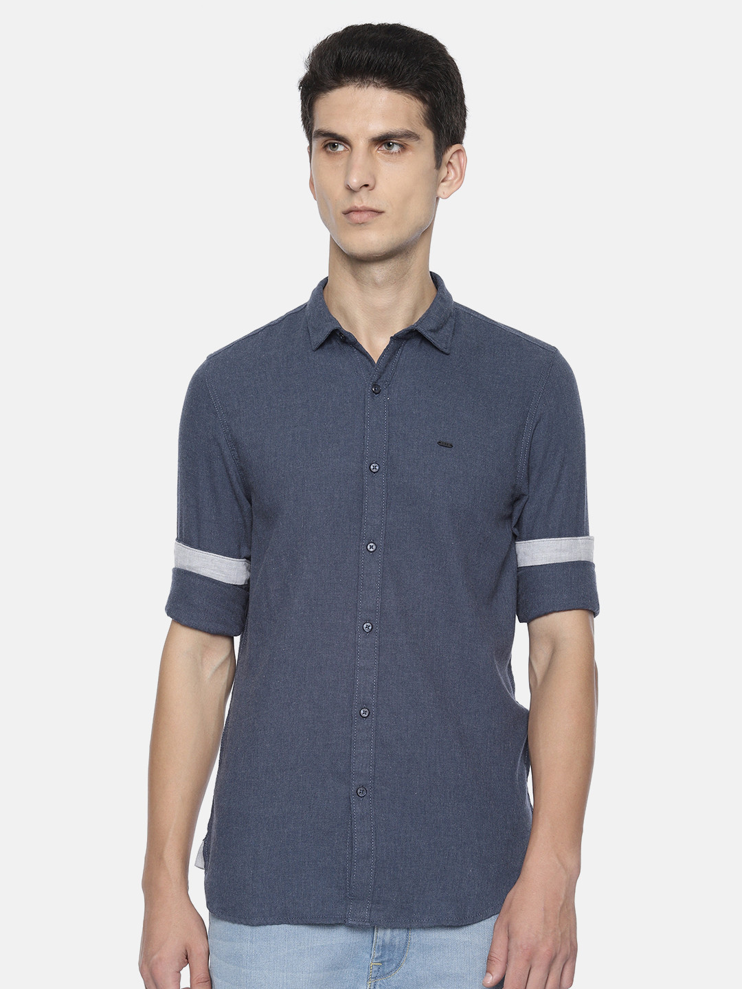 

Lee Men Blue Super Slim Fit Solid Casual Shirt